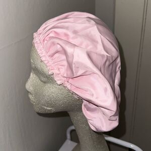 Pink satin‎ sleep bonnet/cap